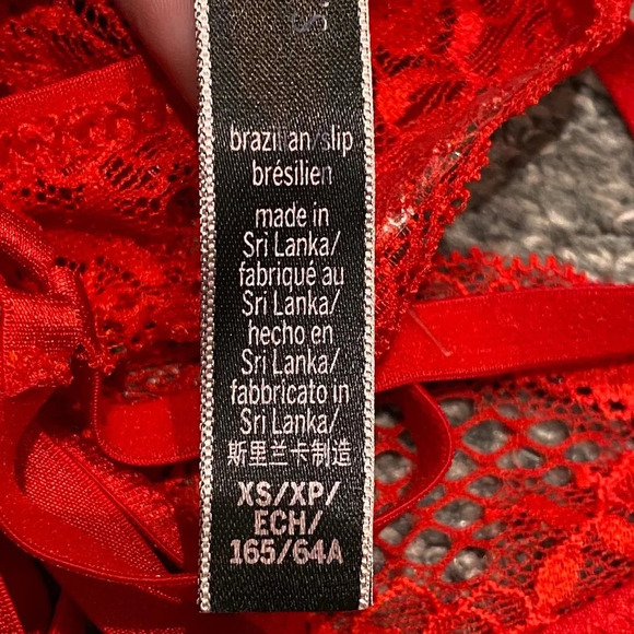 New! Victorias Secret Very Sexy Red Fishnet Open Back Brazilian Panties 16166 - Picture 10 of 12